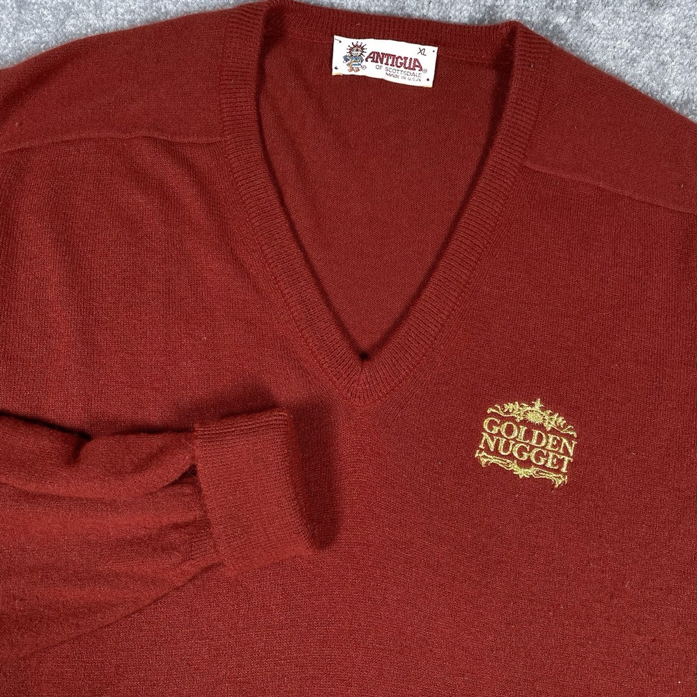 Vintage Golden Nugget Antigua of Scottsdale Sweater Mens XL Red Long Sleeve Golf